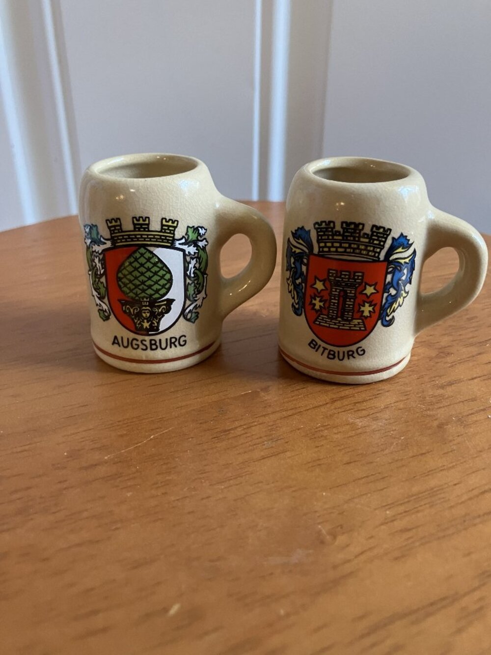 Vintage German Coat of Arms Miniature Beer Steins set